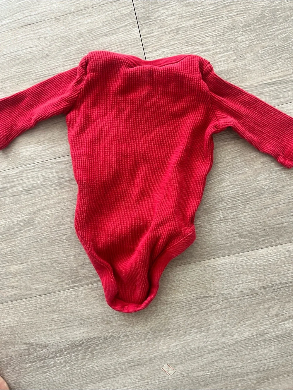GAP Red Long-Sleeve Waffle Knit One-Piece